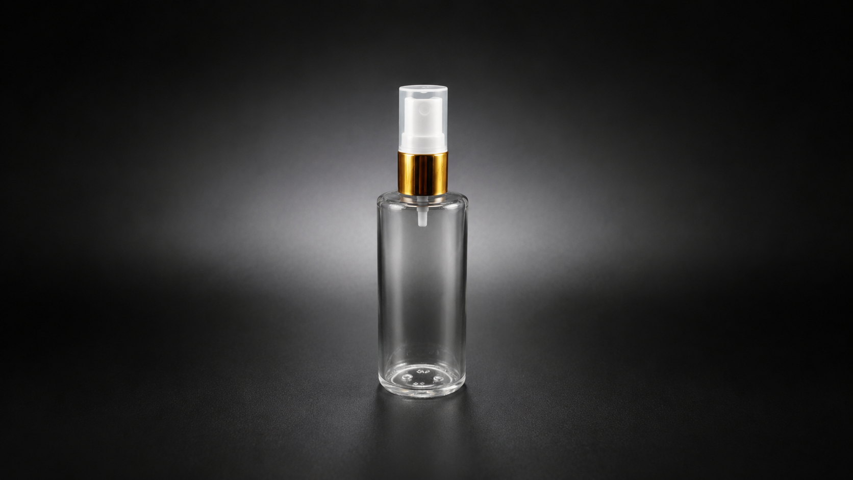 Frasco de vidrio Columne de 100 ml con atomizador dorado